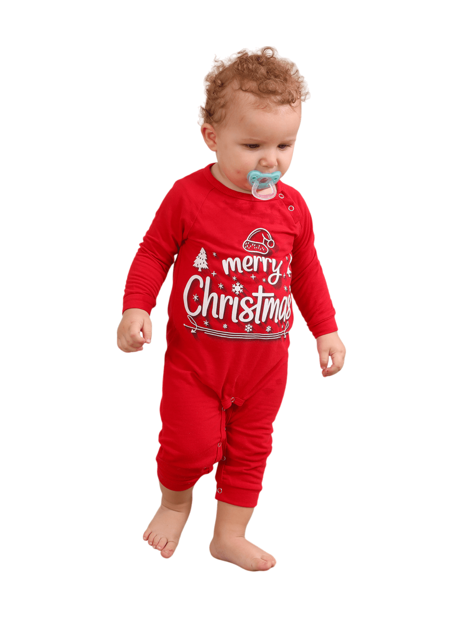 Red blue family Merry Christmas printed pyjama with patterns