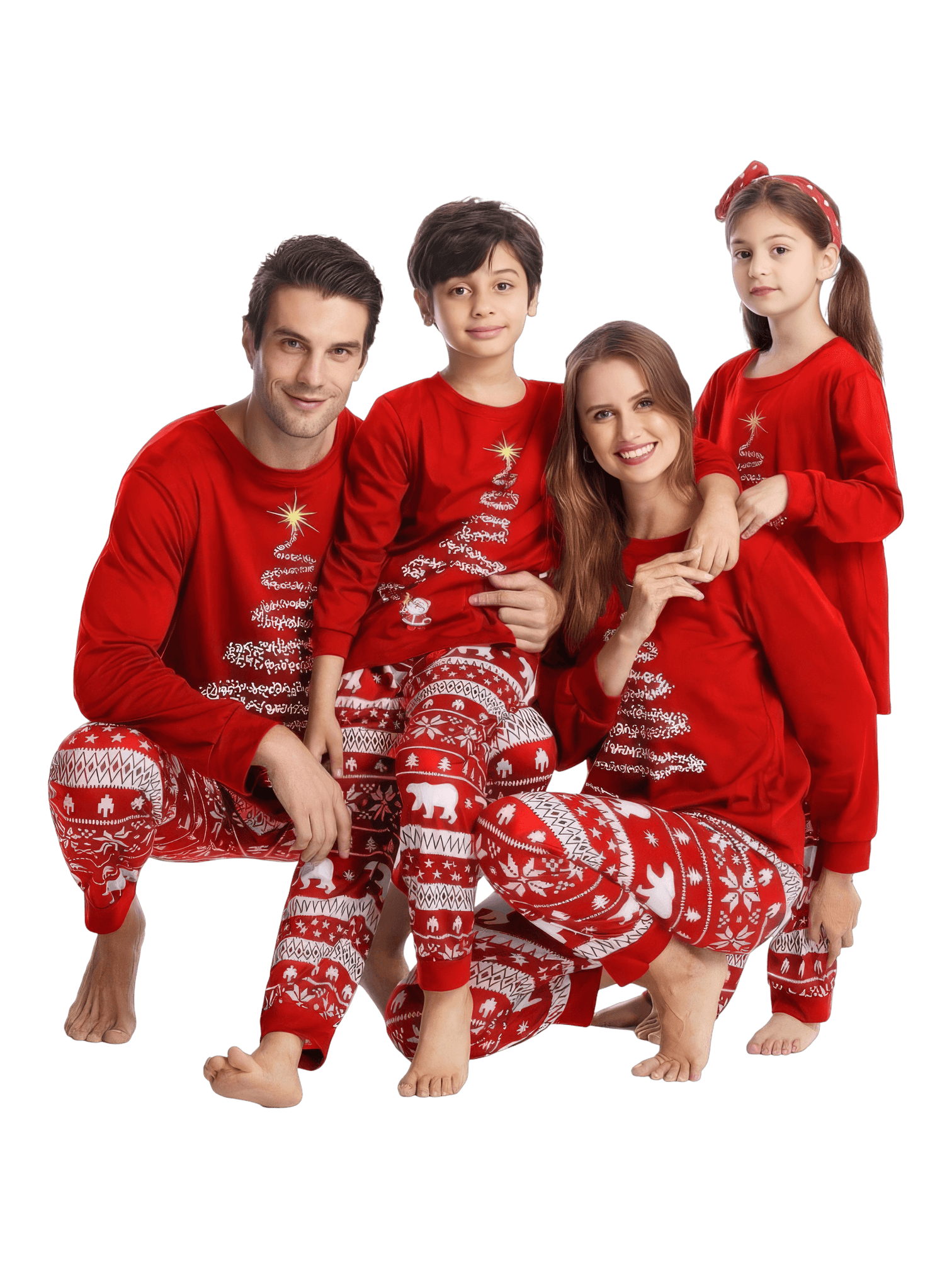 Pigiama di Natale rosso abbinato Albero magico stellato
