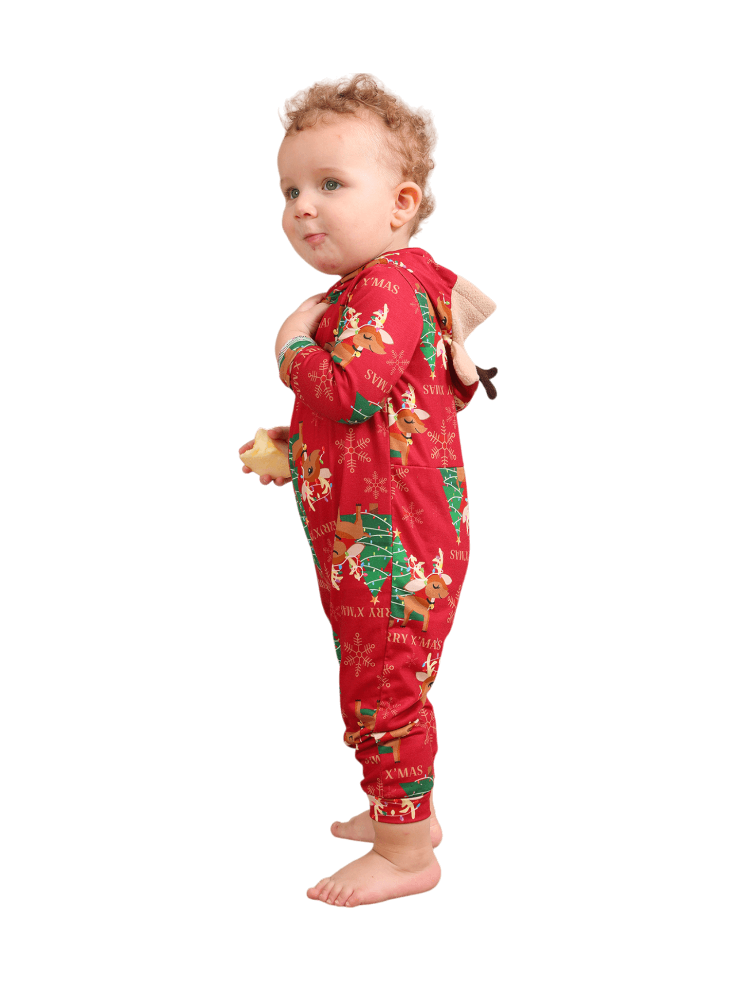 Merry xmas Family Jumpsuit red reindeer pattern