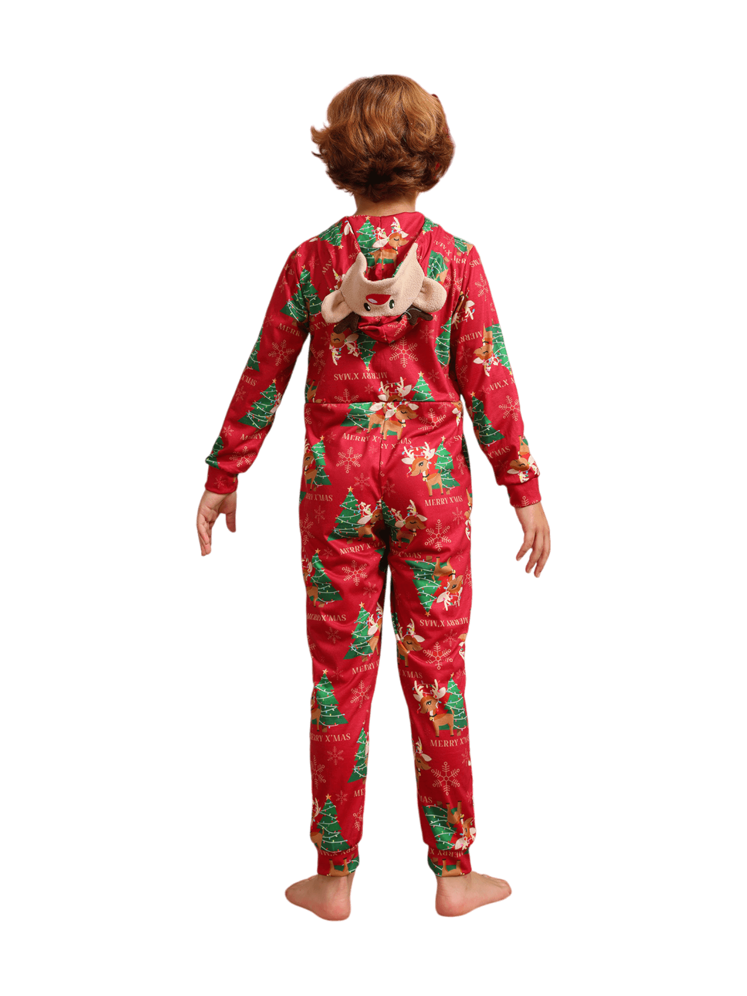 Merry xmas Family Jumpsuit red reindeer pattern