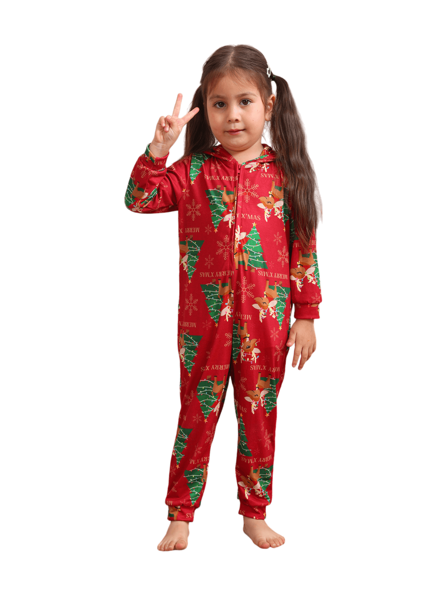 Merry xmas Family Jumpsuit red reindeer pattern