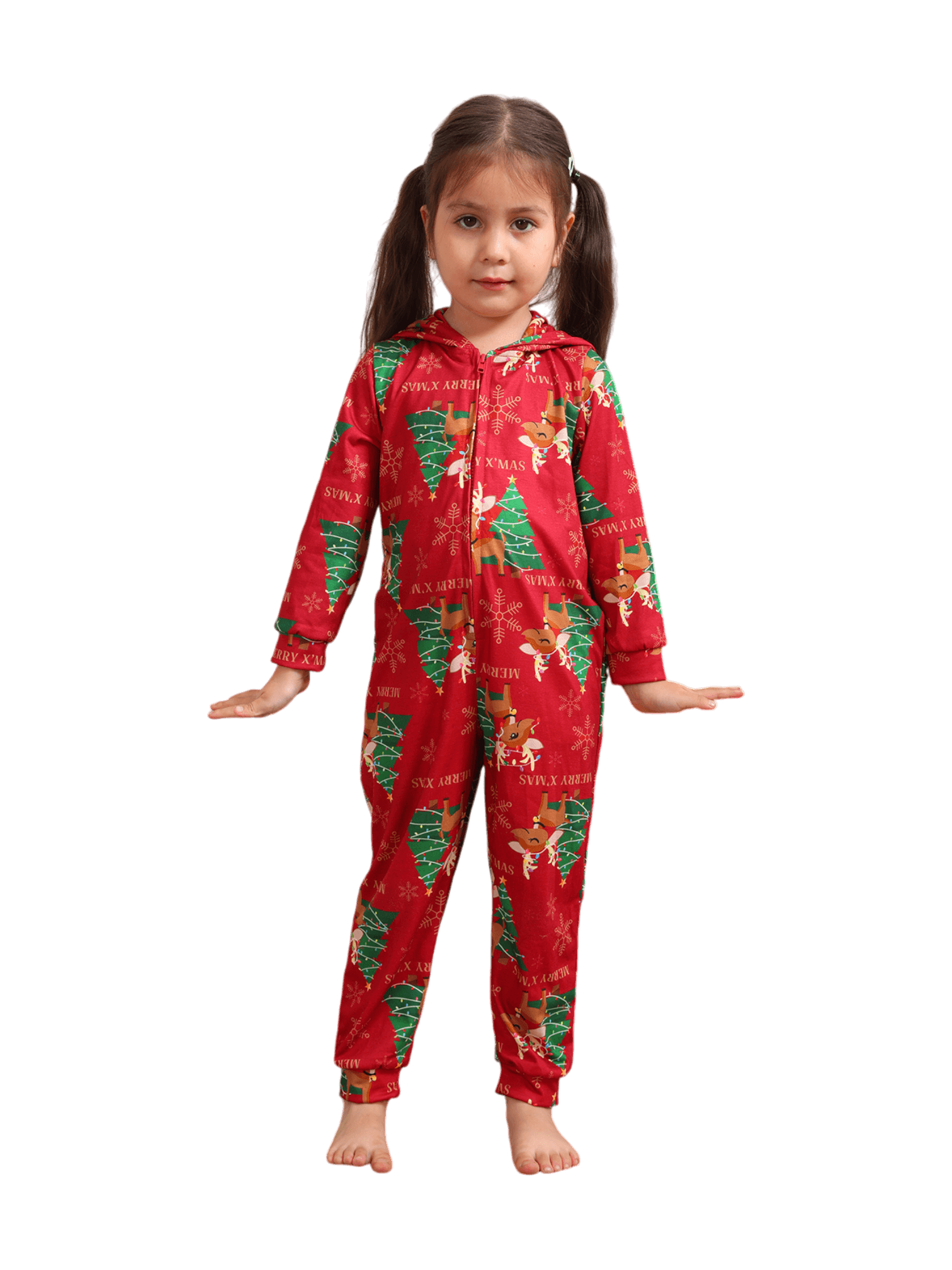 Merry xmas Family Jumpsuit red reindeer pattern