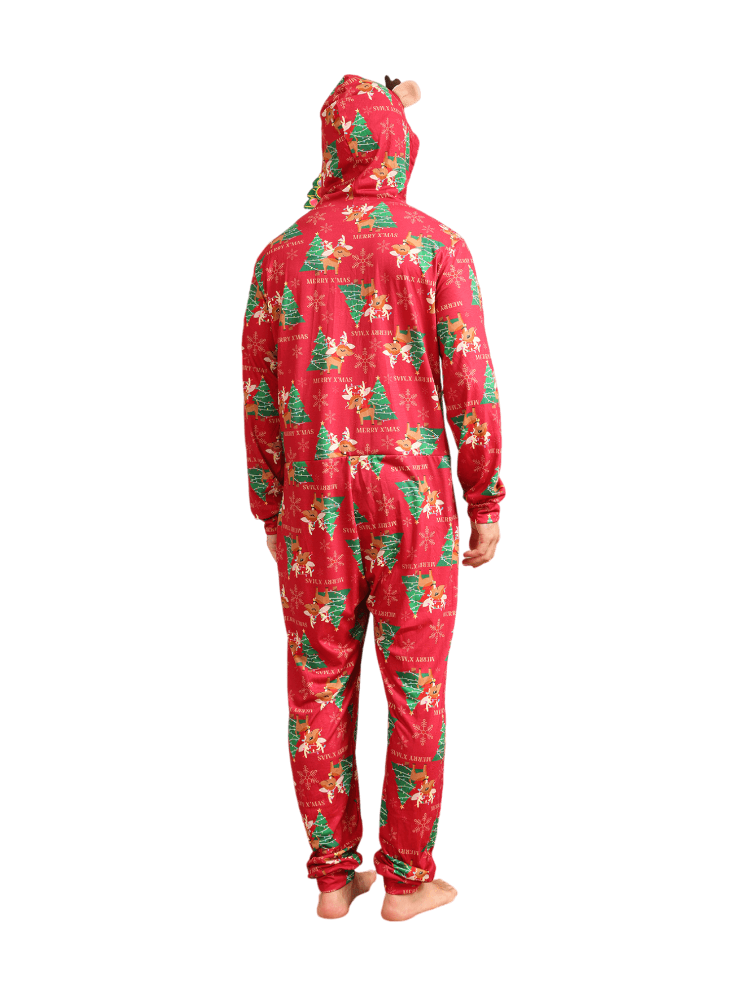 Merry xmas Family Jumpsuit red reindeer pattern