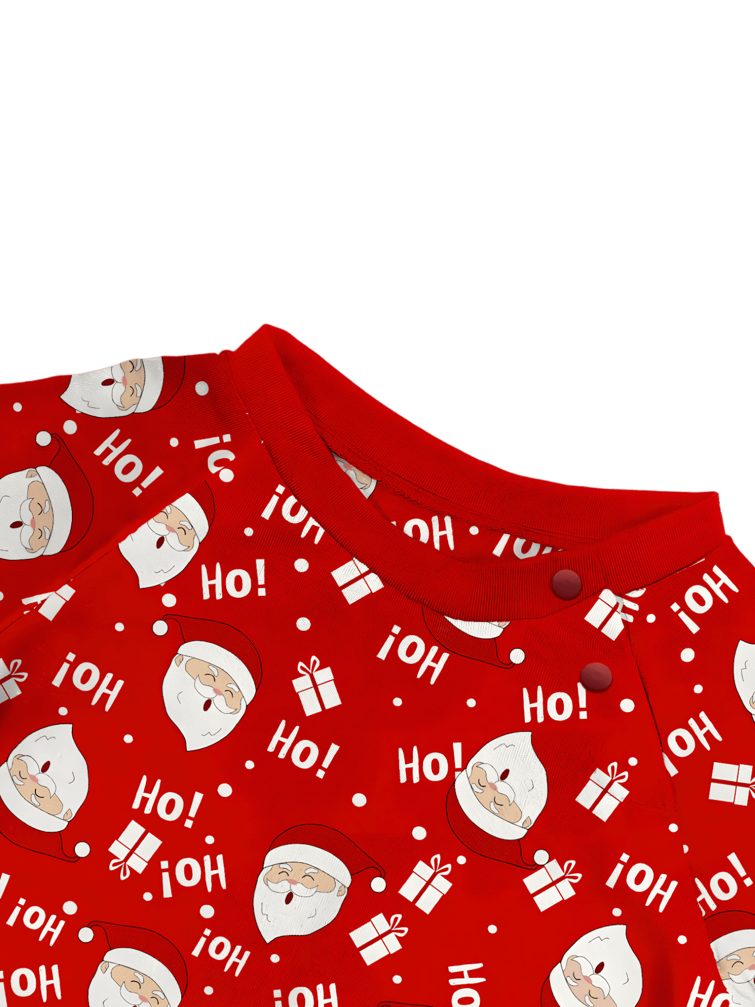 Babbo Natale con un sacco di Natale pieno, pigiama rosso per tutta la famiglia