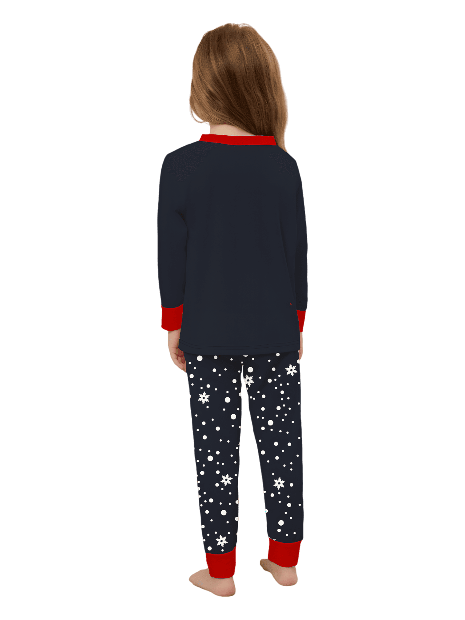 Verschneite Pyjamas, der Weihnachtsmann beschenkt sein kleines Rentier