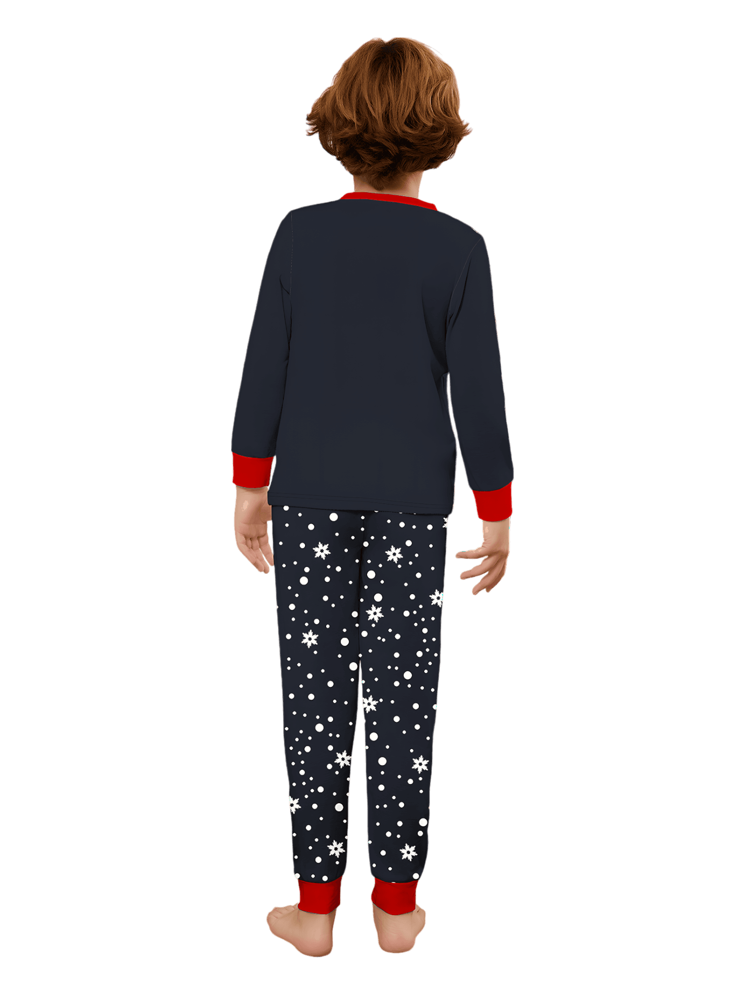 Verschneite Pyjamas, der Weihnachtsmann beschenkt sein kleines Rentier