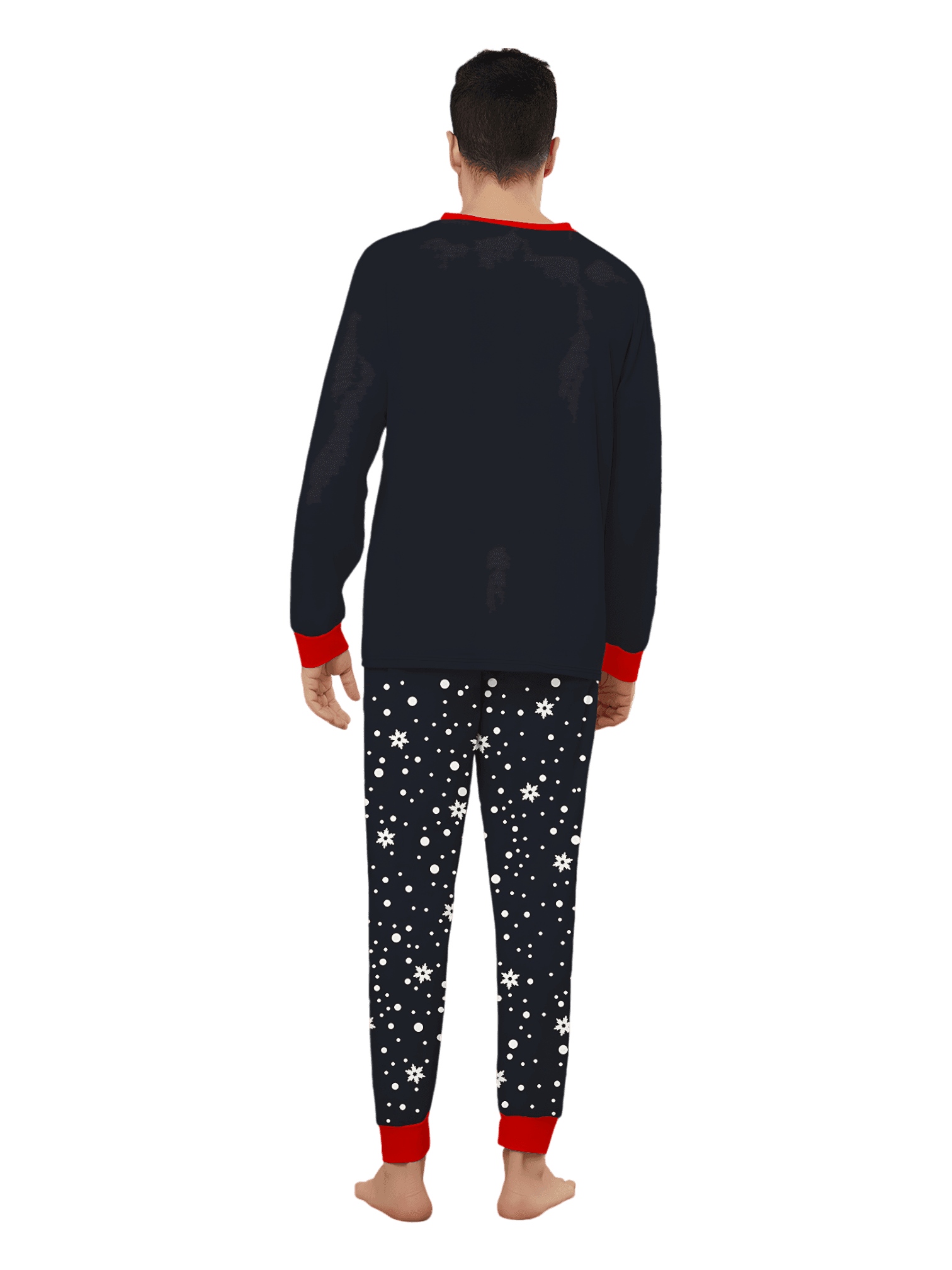 Verschneite Pyjamas, der Weihnachtsmann beschenkt sein kleines Rentier