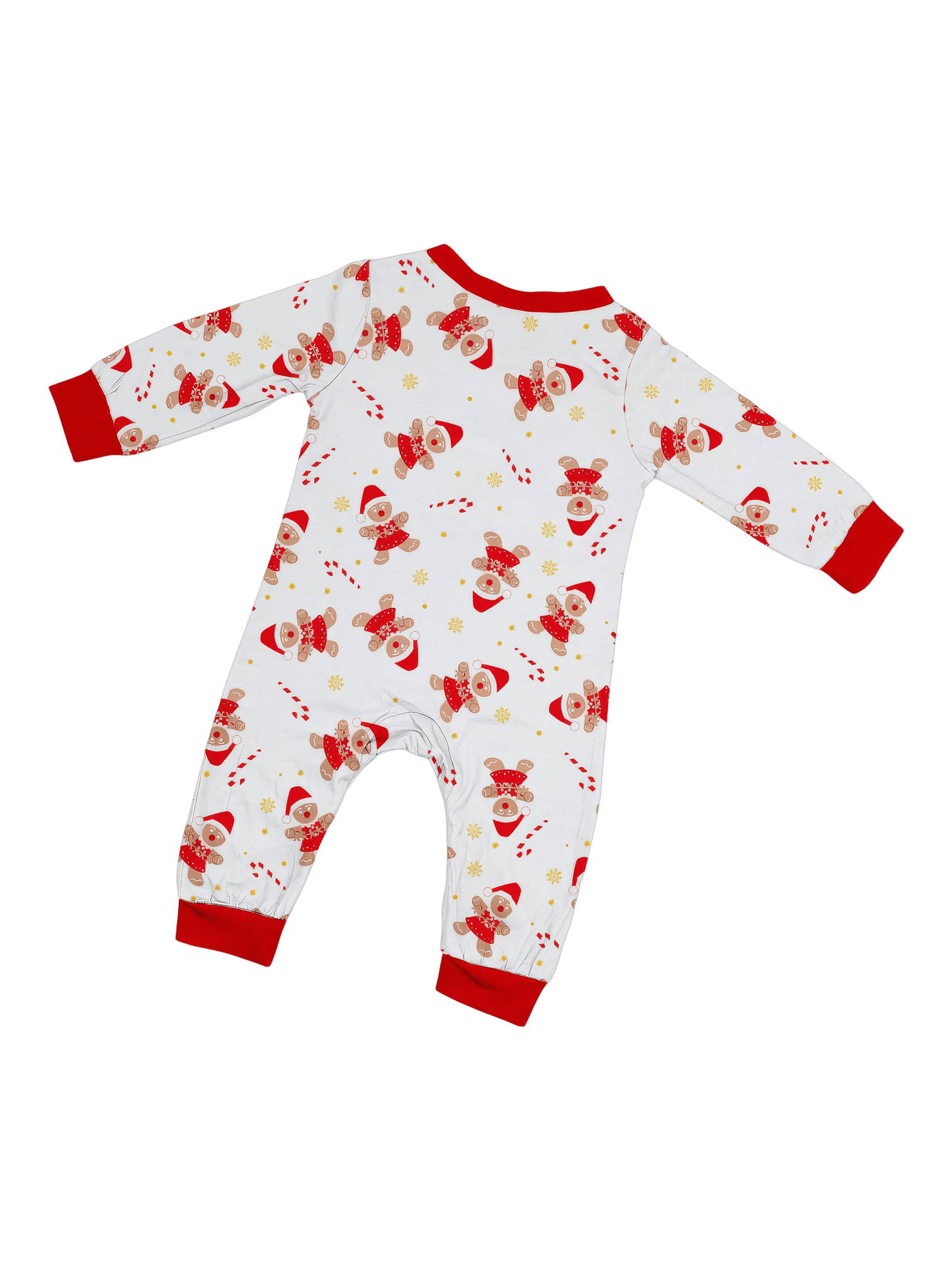 Little gingerbread motif white Christmas pyjamas for family, couples