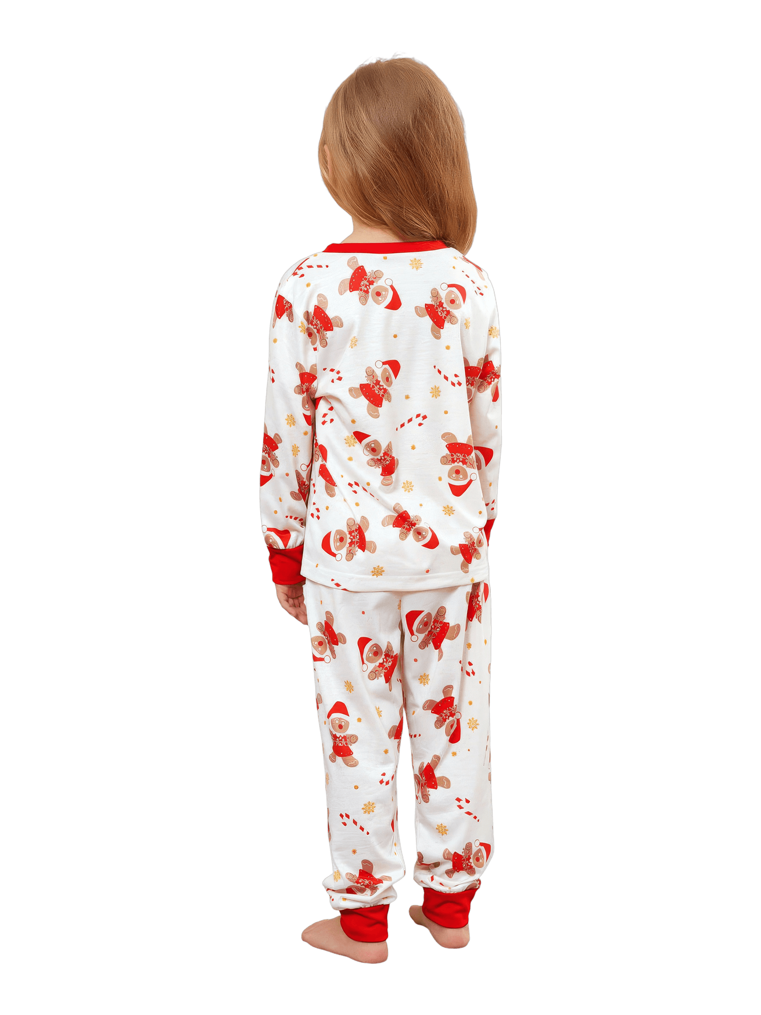 Little gingerbread motif white Christmas pyjamas for family, couples