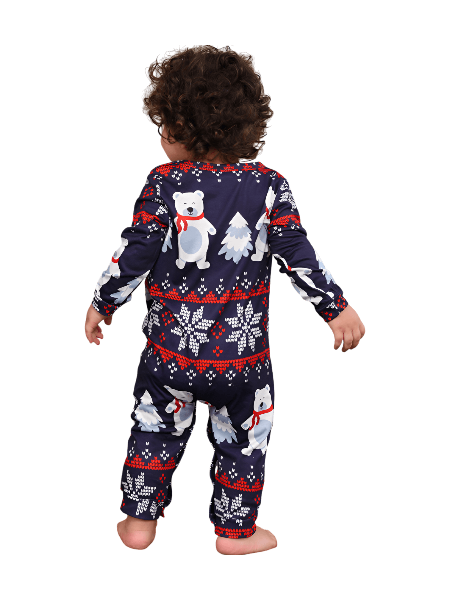 Los 3 osos blancos de Navidad, pijama familiar azul
