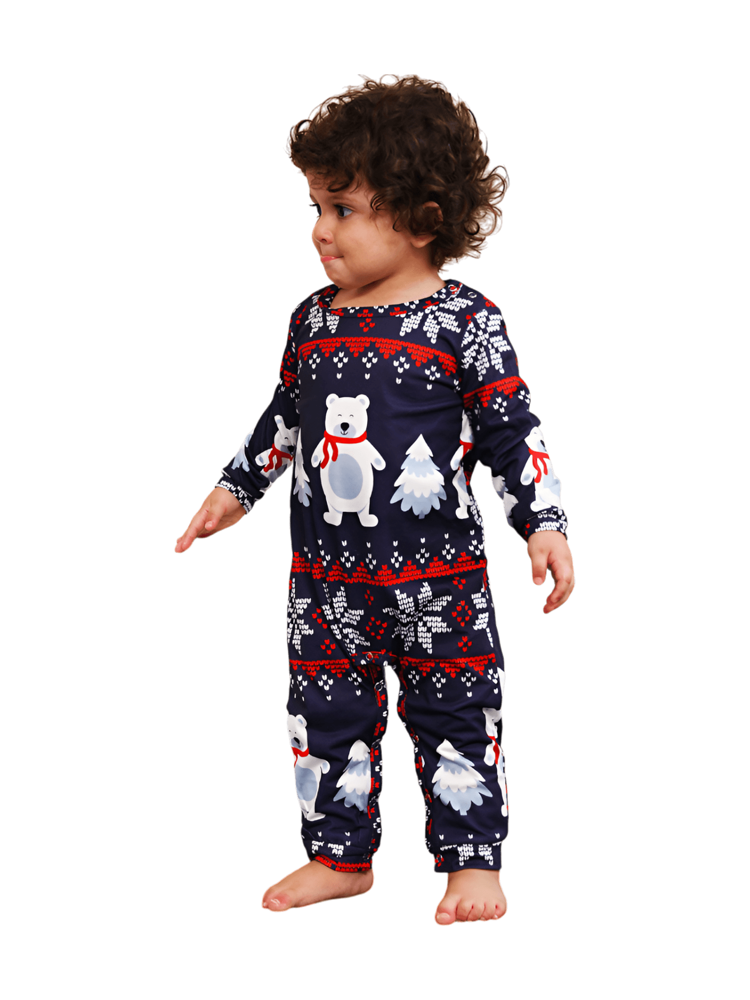 Los 3 osos blancos de Navidad, pijama familiar azul