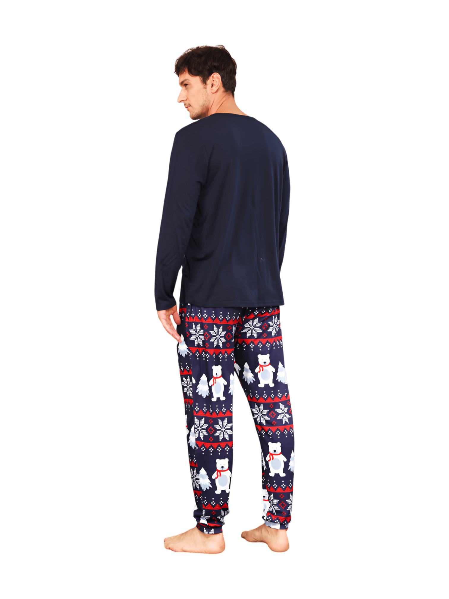 Los 3 osos blancos de Navidad, pijama familiar azul