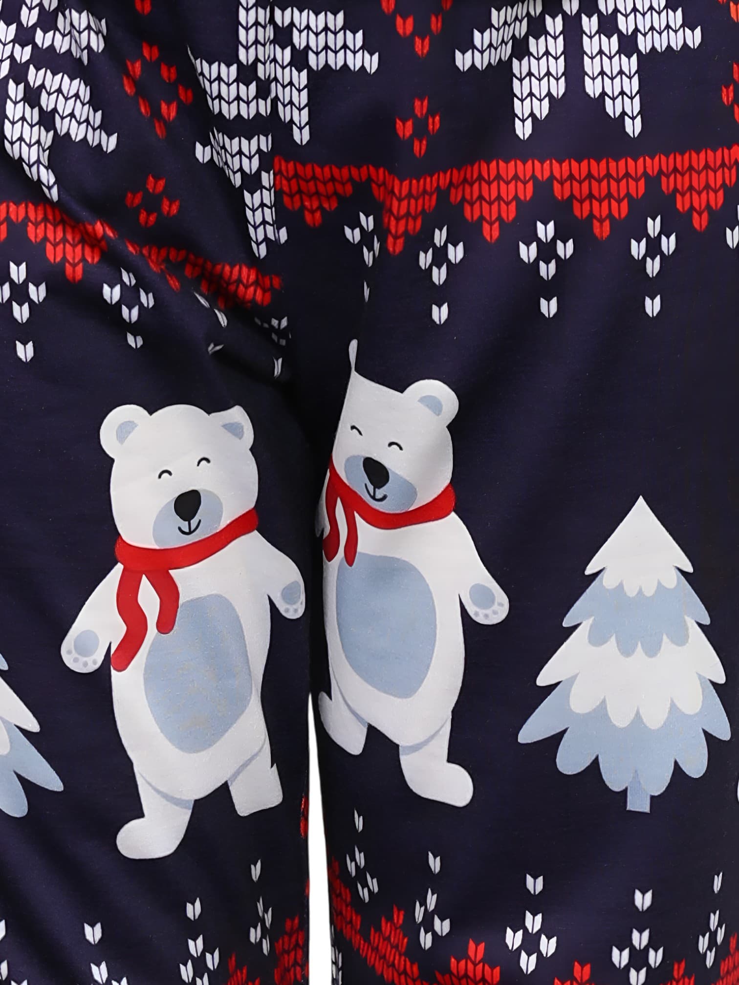 Los 3 osos blancos de Navidad, pijama familiar azul