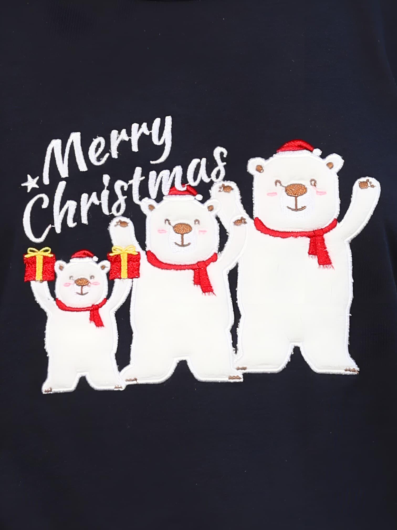 Los 3 osos blancos de Navidad, pijama familiar azul