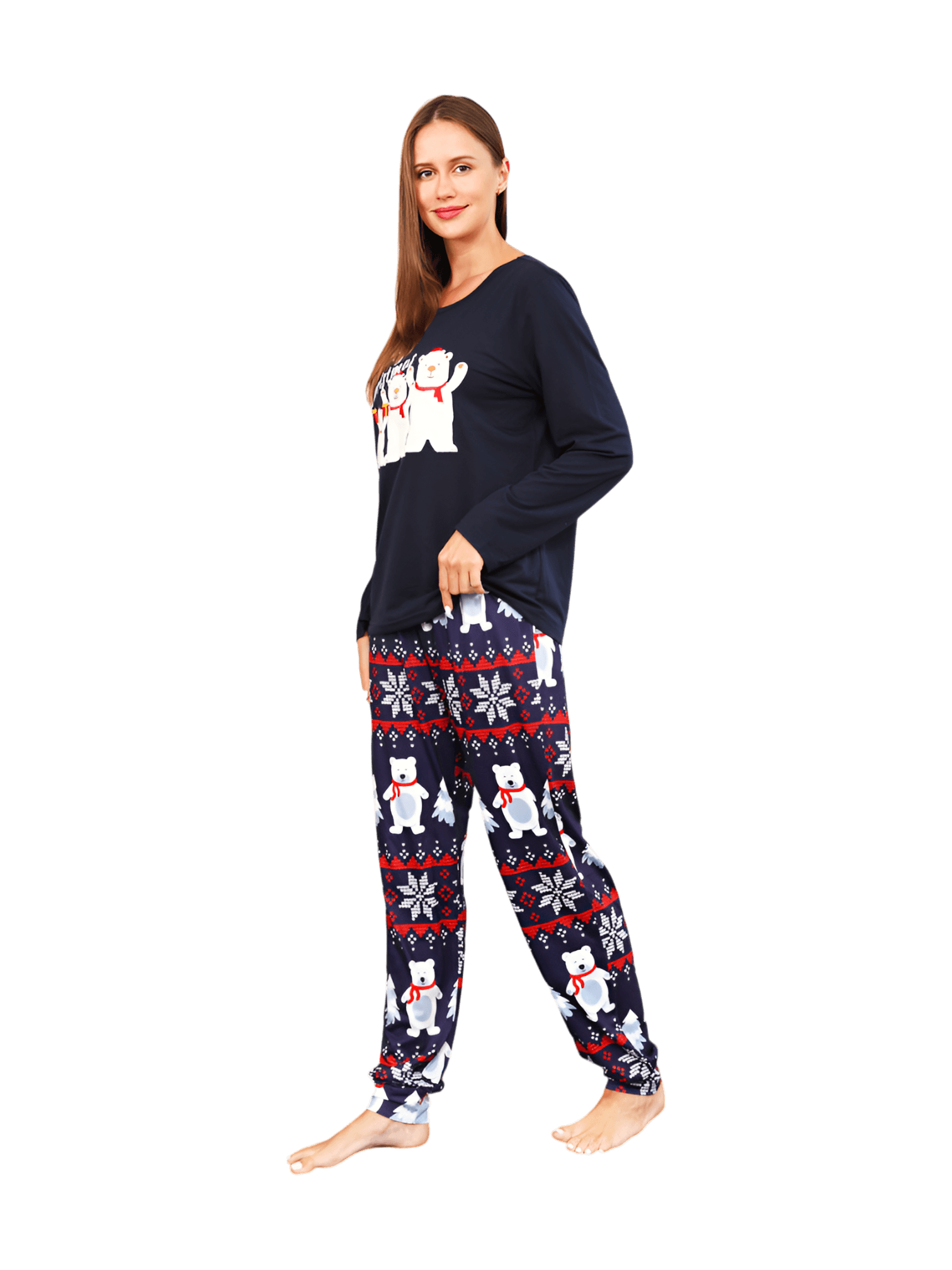 Los 3 osos blancos de Navidad, pijama familiar azul