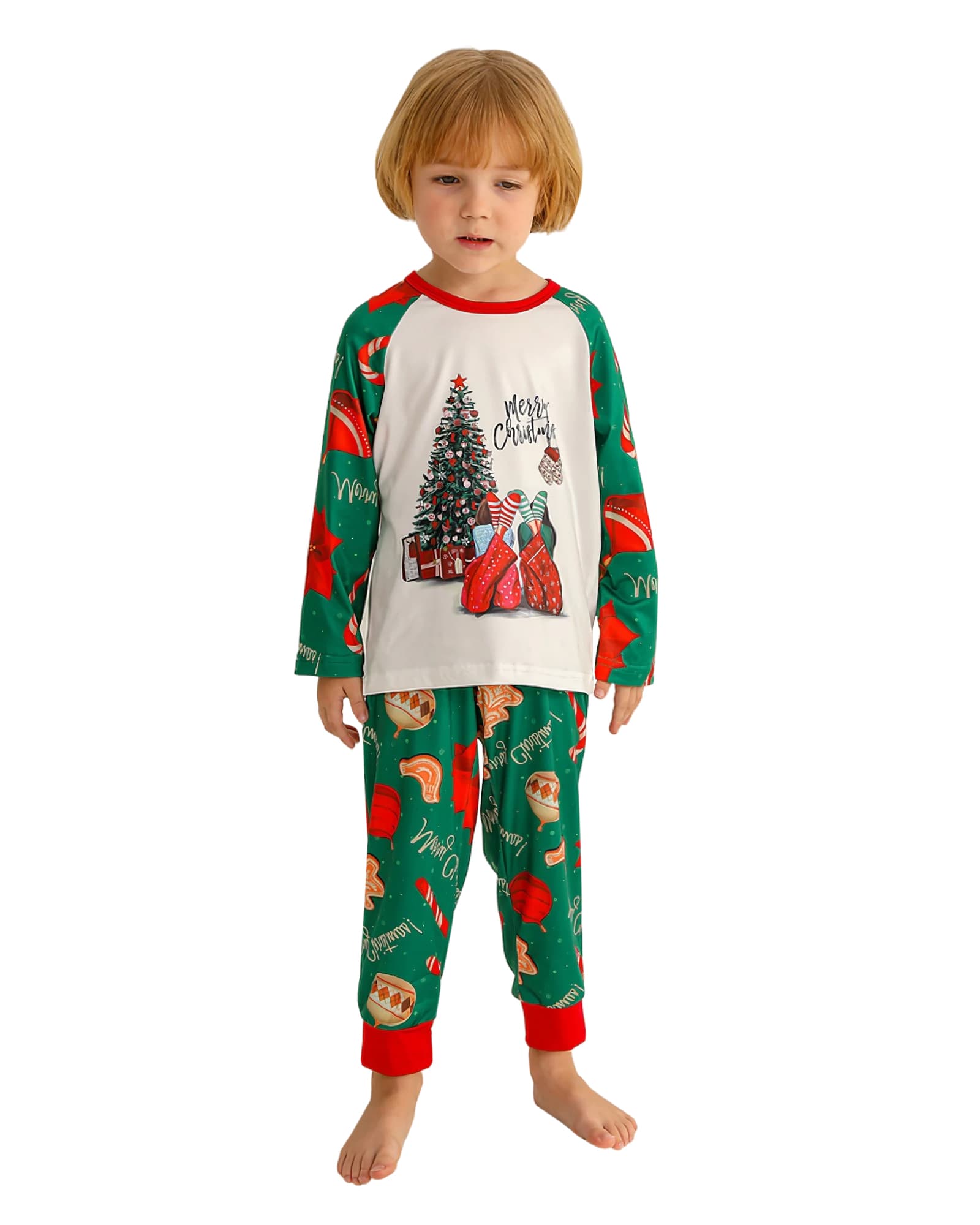 Family Christmas pyjamas The tree full of gifts