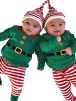 Christmas pajamas green elf striped for babies