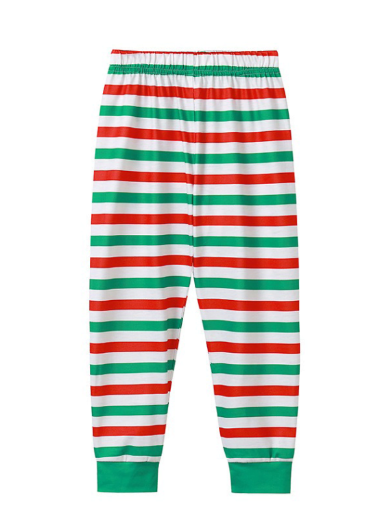 Christmas pajamas green striped with Elf Squad pattern