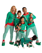 Pijama de Navidad del pequeño elfo verde con rayas