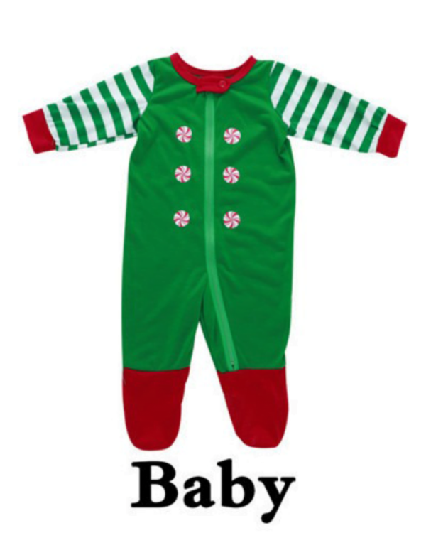 Pijama de Navidad del pequeño elfo verde con rayas