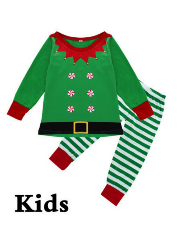 Kerstmis pyjama Kleine Elf Groen Gestreept