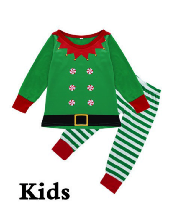 Pijama de Navidad del pequeño elfo verde con rayas