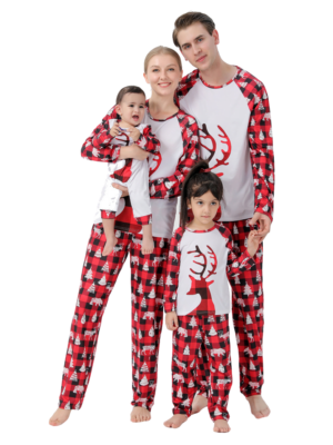 Pijama de Navidad Reno rojo, estilo azulejos