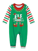 Pijama de Navidad a rayas verdes con estampado Elf Squad