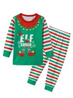 Julpyjamas grönrandig med Elf Squad-mönster