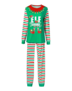Pijama de Navidad a rayas verdes con estampado Elf Squad