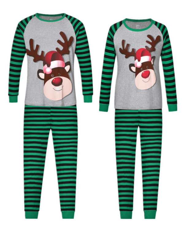Christmas pyjamas Rudolph reindeer red nose striped