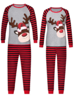 Christmas pyjamas Rudolph reindeer red nose striped