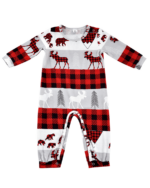 Christmas pajamas caribou bear and fir tree