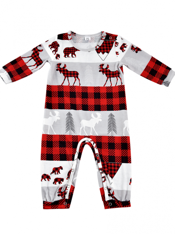 Christmas pyjamas caribou bear and fir tree