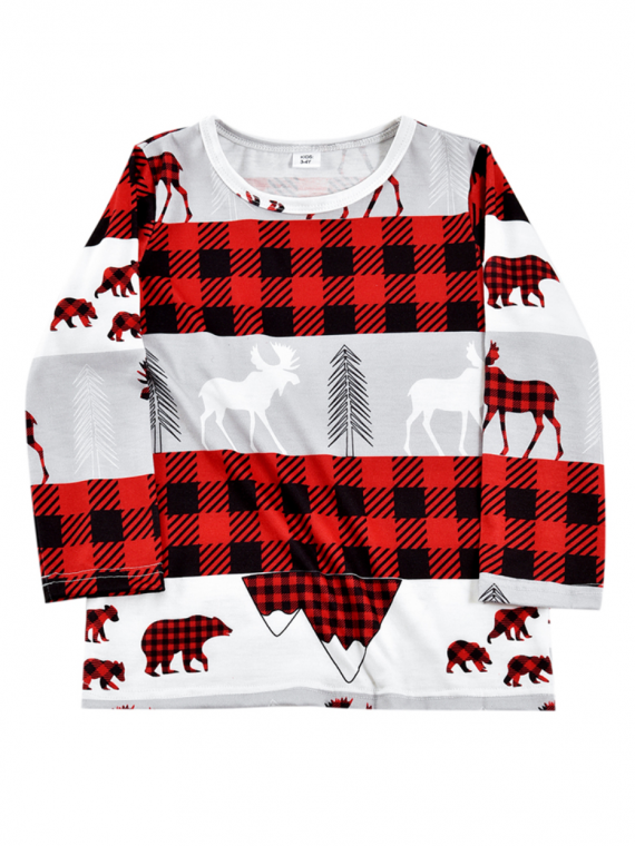 Christmas pajamas caribou bear and fir tree