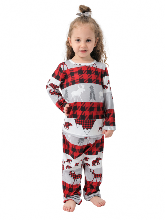 Christmas pyjamas caribou bear and fir tree
