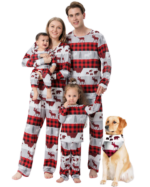 Christmas pajamas caribou bear and fir tree