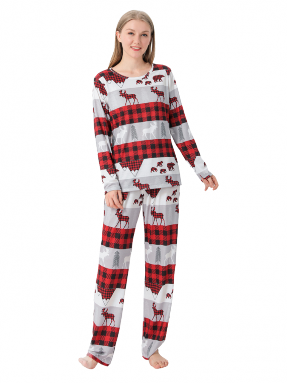 Pijama de Navidad oso caribú y abeto