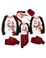 Pijama de Navidad Ho Ho Ho cubierto Reno blanco rojo negro