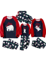 Pijama de Navidad a juego Merry Christmas blanco Teddy Bear, rojo y azul