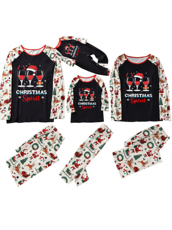 Christmas pajamas wine lover, white, black and red