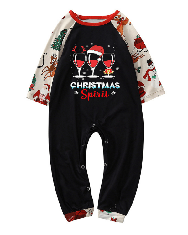 Weihnachtspyjama der Weinliebhaber, weiß, schwarz und rot