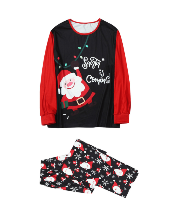 Matchende kerst pyjama, Santa is coming, zwart en rood