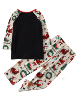 Merry Christmas en sneeuwpop print kerstpyjama, wit en zwart