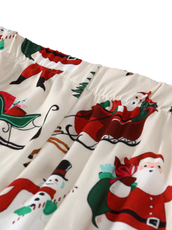 Merry Christmas en sneeuwpop print kerstpyjama, wit en zwart