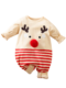 Pigiama di Natale per bebè naso rosso 3D, simpatica renna, beige e rosso