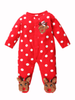 Baby kerst romper geborduurd met een klein rendier, rood en wit