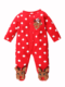 Baby Christmas romper embroidered with a little reindeer, red and white