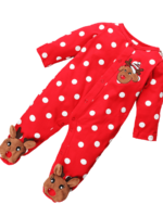 Baby kerst romper geborduurd met een klein rendier, rood en wit