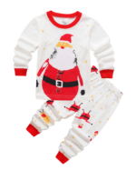 Pyjamas för pojkar Julpyjamas för barn Rolig skäggig jultomte, vit och röd